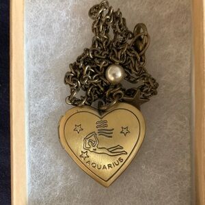 Gold Aquarius Heart Locket Necklace